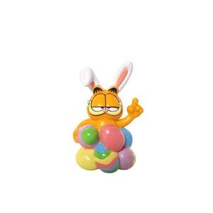 Vintage Easter Garfield PVC Figurine With Bunny Ears And Easter Eggs Paws 2.5"